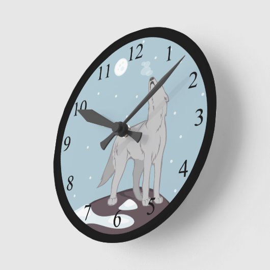 Howling Arctic Wolf Runde Wanduhr (Winkel)