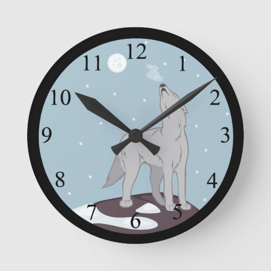 Howling Arctic Wolf Runde Wanduhr (Vorderseite)