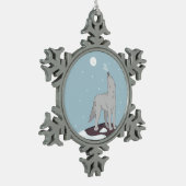 Howling Arctic Wolf Schneeflocken Zinn-Ornament (Links)