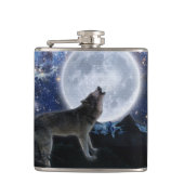 Howling Arctic Wolf Wildlife Flachmann (Vorderseite)