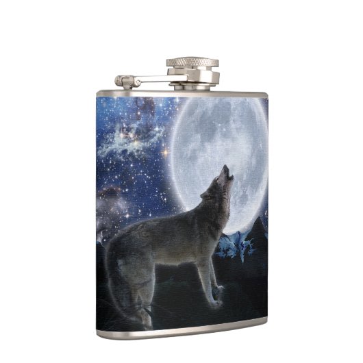 Howling Arctic Wolf Wildlife Flachmann (Rechts)