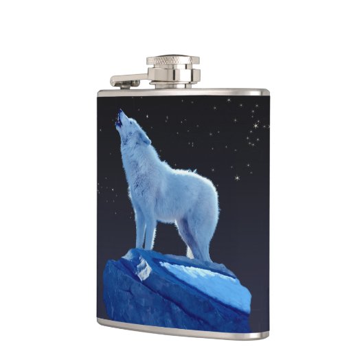 Howling Arctic Wolf Wildlife Flachmann (Links)