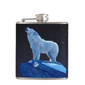 Howling Arctic Wolf Wildlife Flachmann (Vorderseite)