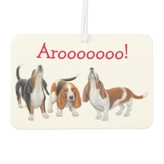 Howling Basset Hound Hunde Air Freshener Autolufterfrischer (Rückseite)