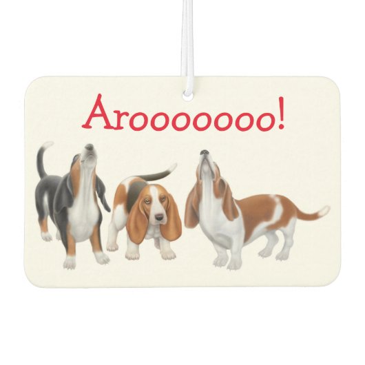Howling Basset Hound Hunde Air Freshener Autolufterfrischer (Vorderseite)