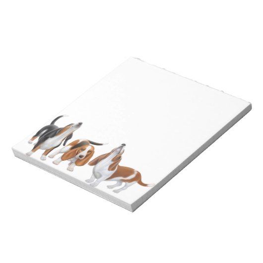 Howling Basset Hound Hunde Notepad Notizblock (Rotiert)