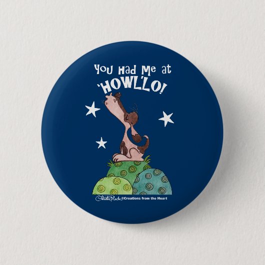Howling Basset Hound Night Button (Vorderseite)