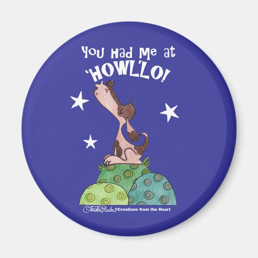 Howling Basset Hound Night Magnet (Vorne)