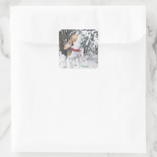 Howling Beagle Snowy Weihnachtsgeschenke Aufkleber (Tasche)