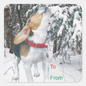 Howling Beagle Snowy Weihnachtsgeschenke Aufkleber (Vorderseite)