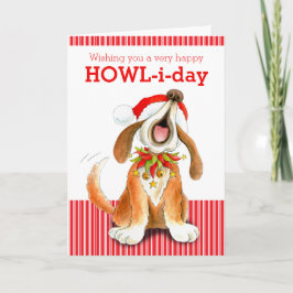 Howling carol singend Hund Kunst Weihnachtskarte Feiertagskarte