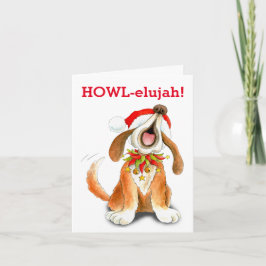 Howling carol singing dog howl-elujah Christmas Feiertagskarte