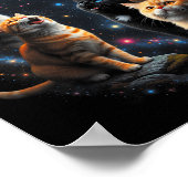Howling Cats Full Moon Starry Sky Galaxy Cosmic An Poster (Ecke)