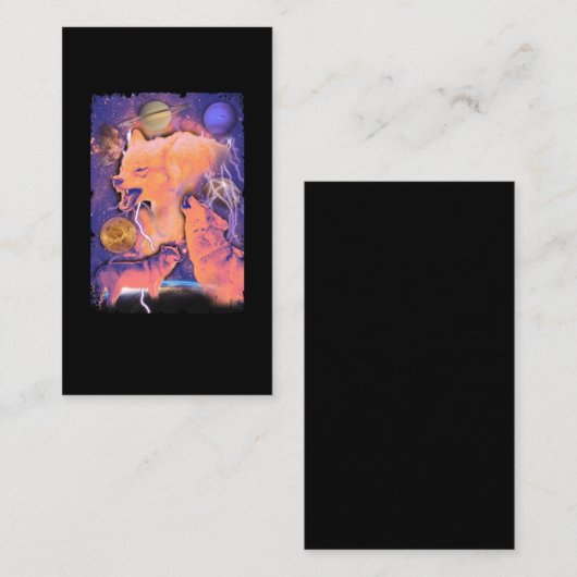 Howling Cosmic Wolves Moon Space Wolf Visitenkarte (Vorne/Hinten)