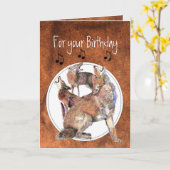 Howling Coyote - Funny Animal Birthday Karte (Gelbe Blume)