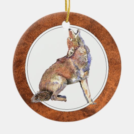 Howling Coyote, Tier, Wildtiere Keramik Ornament (Vorne)