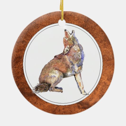 Howling Coyote, Tier, Wildtiere Keramik Ornament (Hinten)