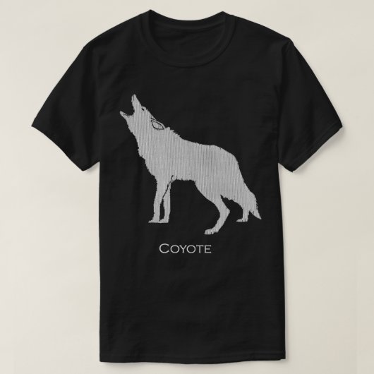 Howling Coyote Zeichnend Silhouette Style T-Shirt (Design vorne)