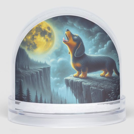 Howling Dackel Schneekugeln (Vorderseite)