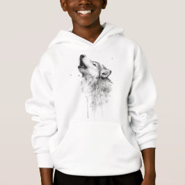 Howling Grauer Wolf im Aquarellmalstil Hoodie