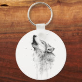 Howling Grauer Wolf im Aquarellmalstil Schlüsselanhänger (Vorderseite)