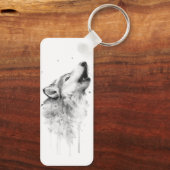 Howling Grauer Wolf im Aquarellmalstil Schlüsselanhänger (Rückseite)