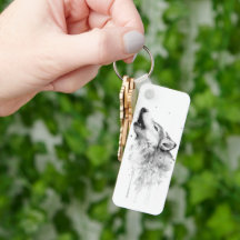 Howling Grauer Wolf im Aquarellmalstil