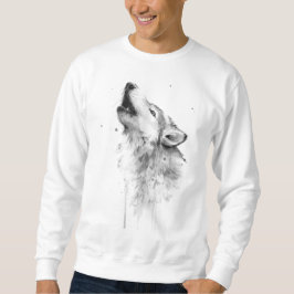 Howling Grauer Wolf im Aquarellmalstil Sweatshirt