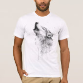 Howling Grauer Wolf im Aquarellmalstil T-Shirt (Vorderseite)