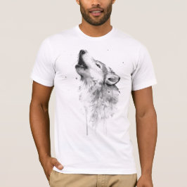 Howling Grauer Wolf im Aquarellmalstil T-Shirt