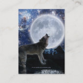 Howling Gray Wolf & Moon Profile & Business Cards Visitenkarte (Rückseite)