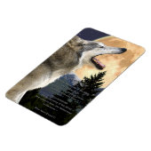 Howling Gray Wolf & Poem Wildlife Art Magnet (Linke Seite)