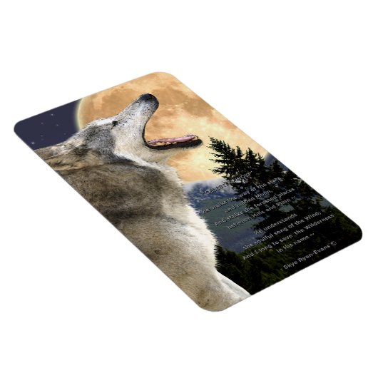 Howling Gray Wolf & Poem Wildlife Art Magnet (Rechte Seite)