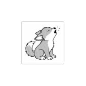 Howling Gray Wolf Pup 1x1 Gummistempel (Prägung)