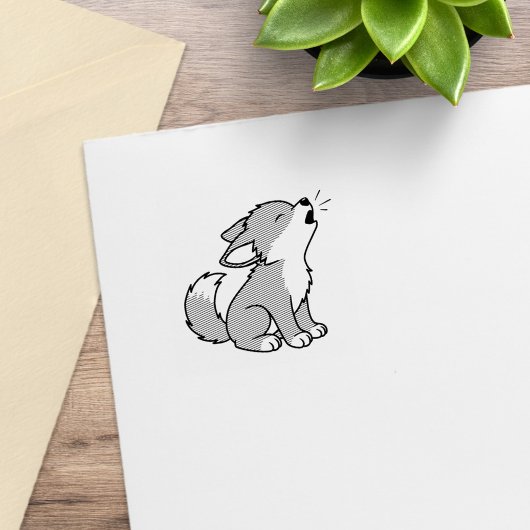 Howling Gray Wolf Pup 1x1 Gummistempel