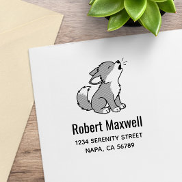 Howling Gray Wolf Pup Address Gummistempel