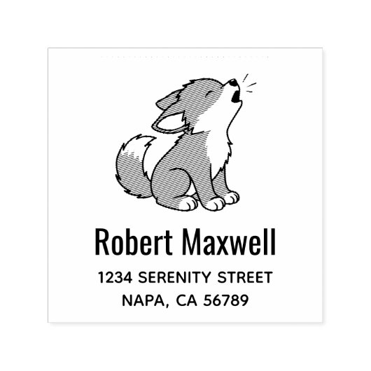 Howling Gray Wolf Pup Address Permastempel (Design)
