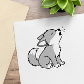 Howling Gray Wolf Pup Gummistempel