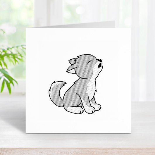 Howling Gray Wolf Pup Gummistempel
