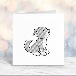 Howling Gray Wolf Pup Permastempel