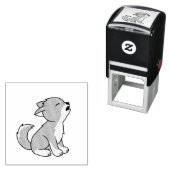Howling Gray Wolf Pup Permastempel (Beispiel)