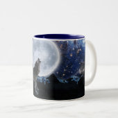Howling Gray Wolf & Stars Wildlife Drinks Tasse (VorderseiteRechts)