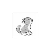 Howling Grey Wolf Pup 1x1 Gummistempel (Prägung)