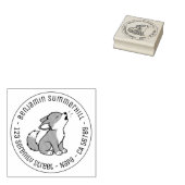 Howling Grey Wolf Pup Round Address Gummistempel (Stempel)