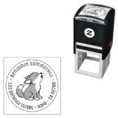 Howling Grey Wolf Pup Round Address Permastempel (Beispiel)
