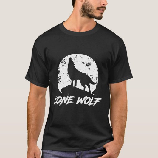 Howling Lone Wolf auf dem Mond T - Shirt für Männe (Vorderseite)