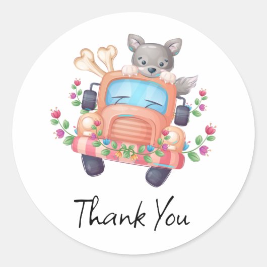 Howling mit Joy Niedlich Gray Wolf Runder Aufkleber (Vorderseite)