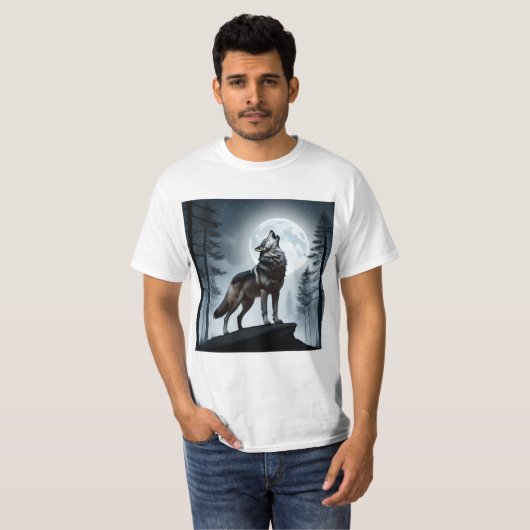 Howling Moon Wolf T-Shirt (Vorne ganz)
