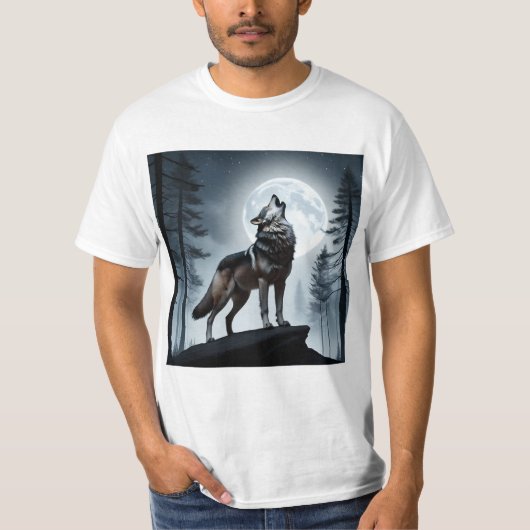 Howling Moon Wolf T-Shirt (Vorderseite)