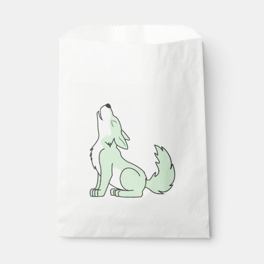 Howling Pastel Green Wolf Geschenktütchen (Vorderseite)